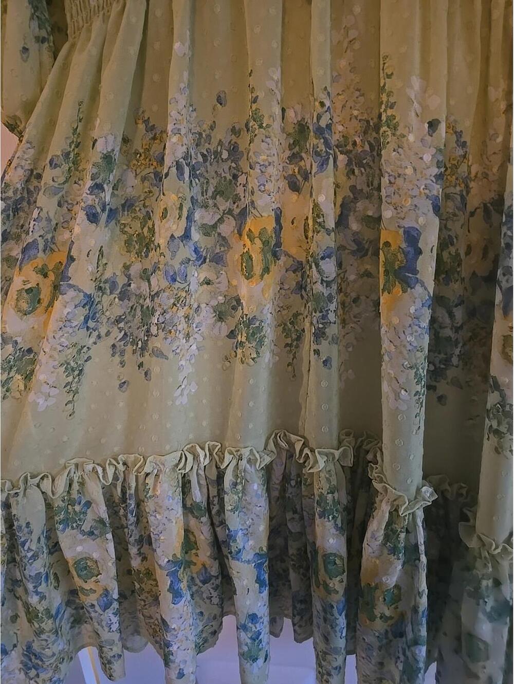 Taylor Dress Sz 8 Floral Pepulum Balloom Sleeves Boho Cottagecore smocked Summer - Picture 5 of 9